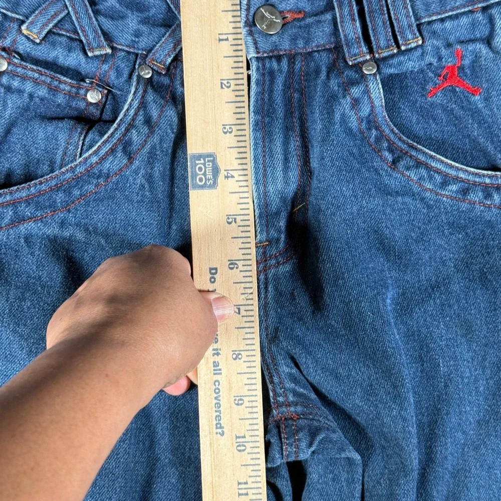 Jordan Brand Kids Wide Leg Denim Jeans Blue Red Stitch Jumpman Size 10 12710